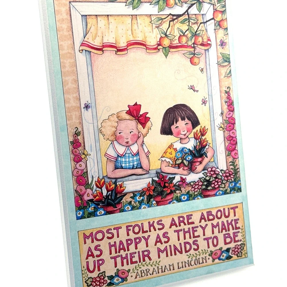 Vintage Mary Engelbreit Colorplak Wall Plaque Abraham Lincoln Happy Quote 1990s